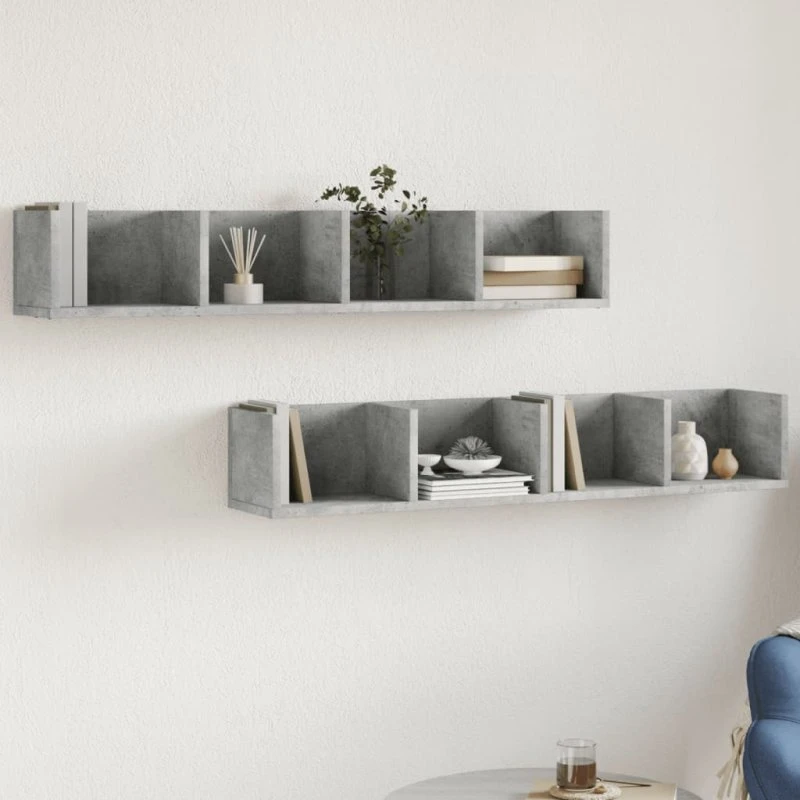 vidaXL vægskabe 2 stk. 99x18x16,5 cm konstrueret træ betongrå