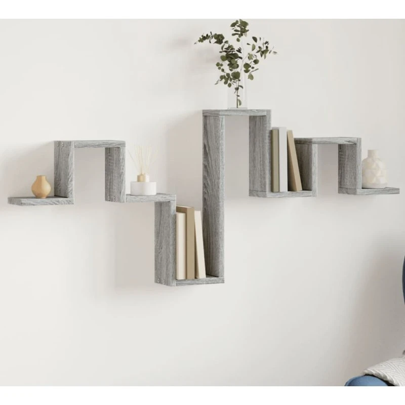vidaXL væghylde 104,5x10x43 cm konstrueret træ grå Sonoma-eg