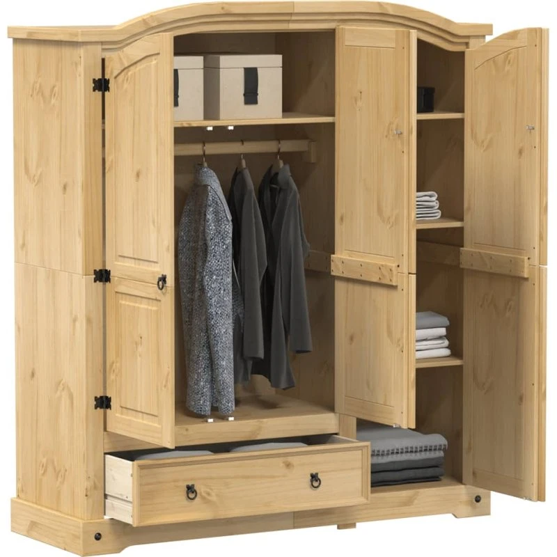 vidaXL klædeskab Corona 151,5x52x170 cm i massivt fyrretræ