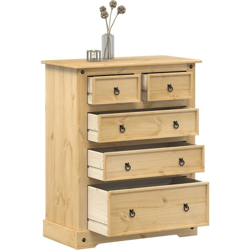 vidaXL kommode Corona 92x48x114 cm i massivt fyrretræ