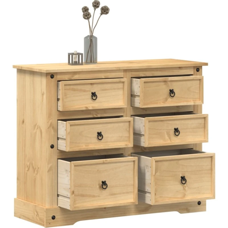 vidaXL kommode Corona 110x43x91 cm i massivt fyrretræ