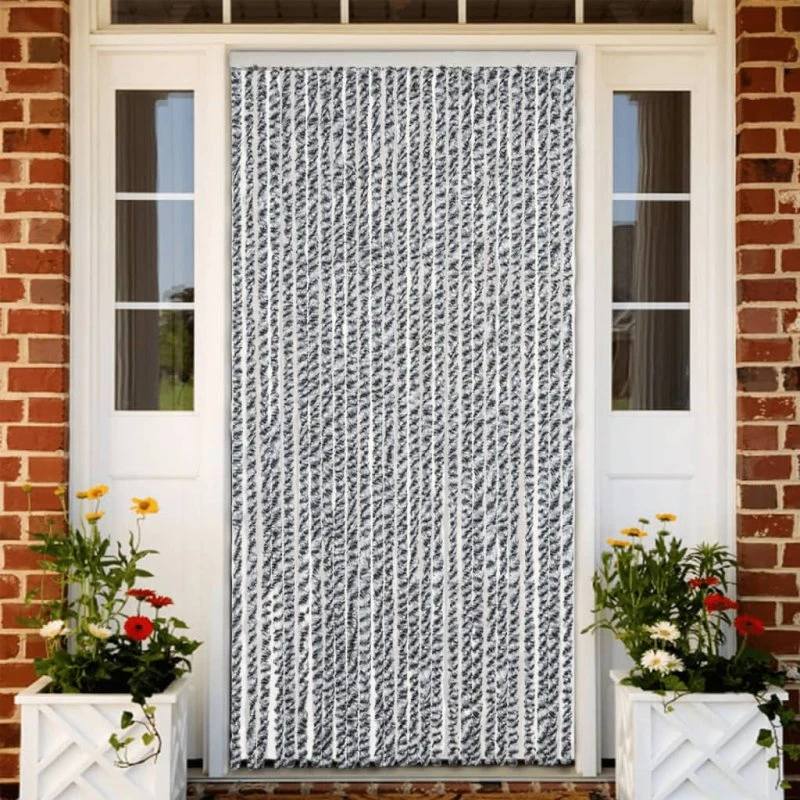 vidaXL flueforhæng 1118x220 cm chenille grå/sort-hvid