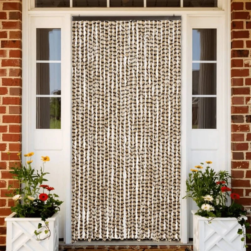 vidaXL flueforhæng 118x220 cm chenille - beige/brun