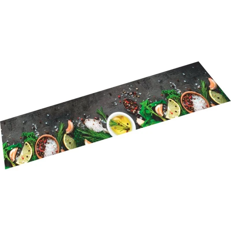 vidaXL køkkentæppe 60x300 cm – krydderidesign, vaskbart velour