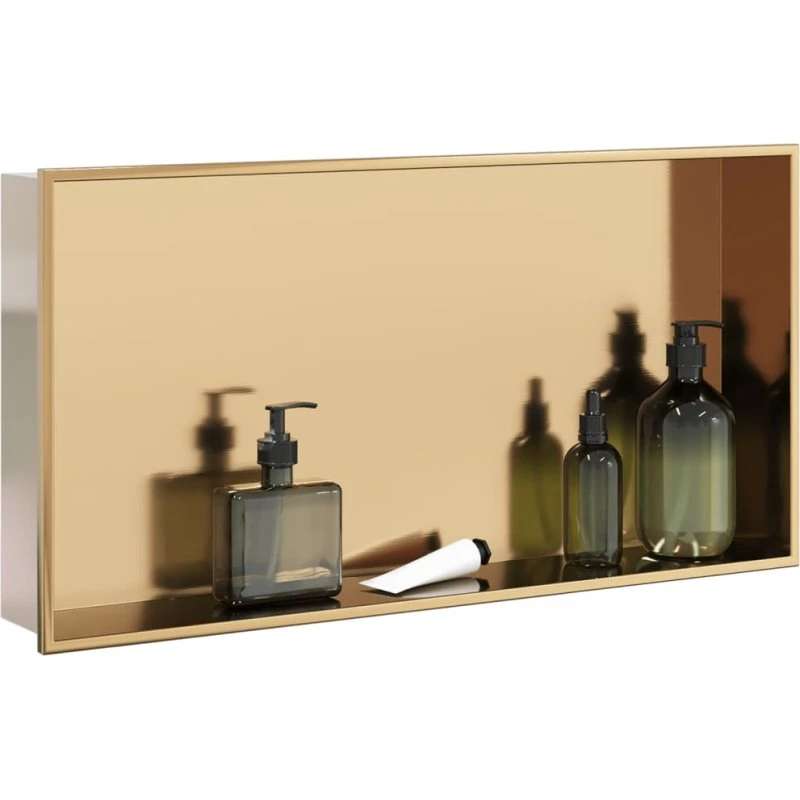 vidaXL brusehylde 62x32x9 cm i rustfrit stål, børstet guldfarve