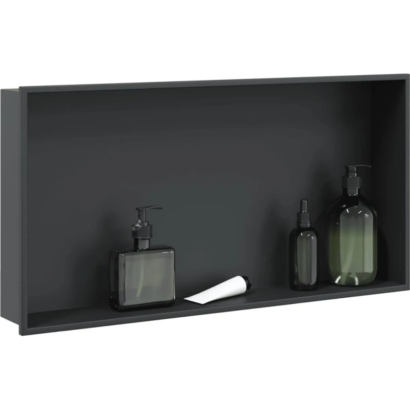 vidaXL brusehylde 62x32x9 cm i rustfrit stål, matsort