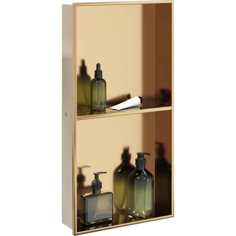 vidaXL brusehylde i rustfrit stål 32x62x9 cm børstet guldfarve