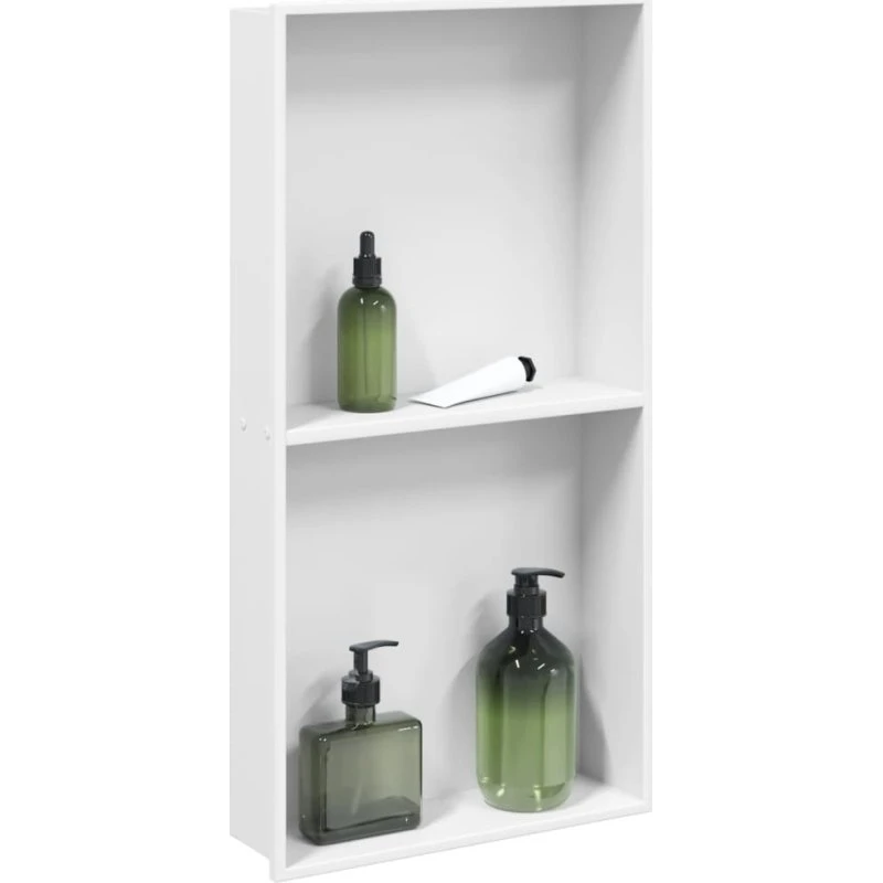 vidaXL brusehylde 32x62x9 cm rustfrit stål, børstet mat hvid