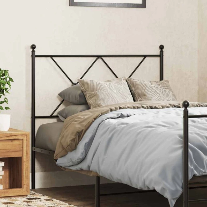 vidaXL sengegavl 90 cm metal sort