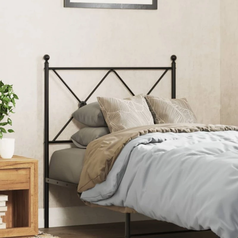 vidaXL sengegavl 80 cm, metal, sort