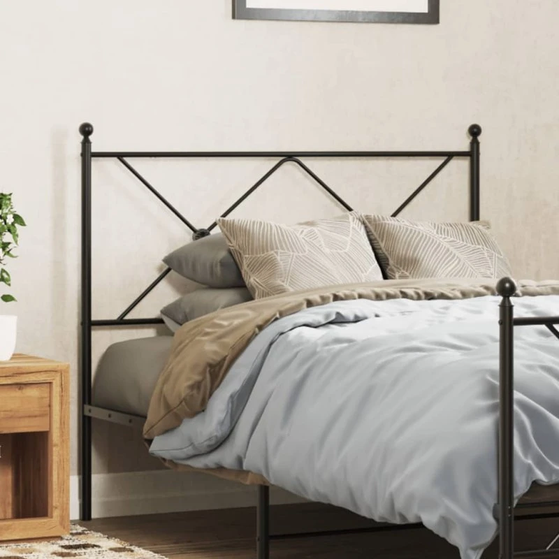 vidaXL sengegavl 107 cm metal sort