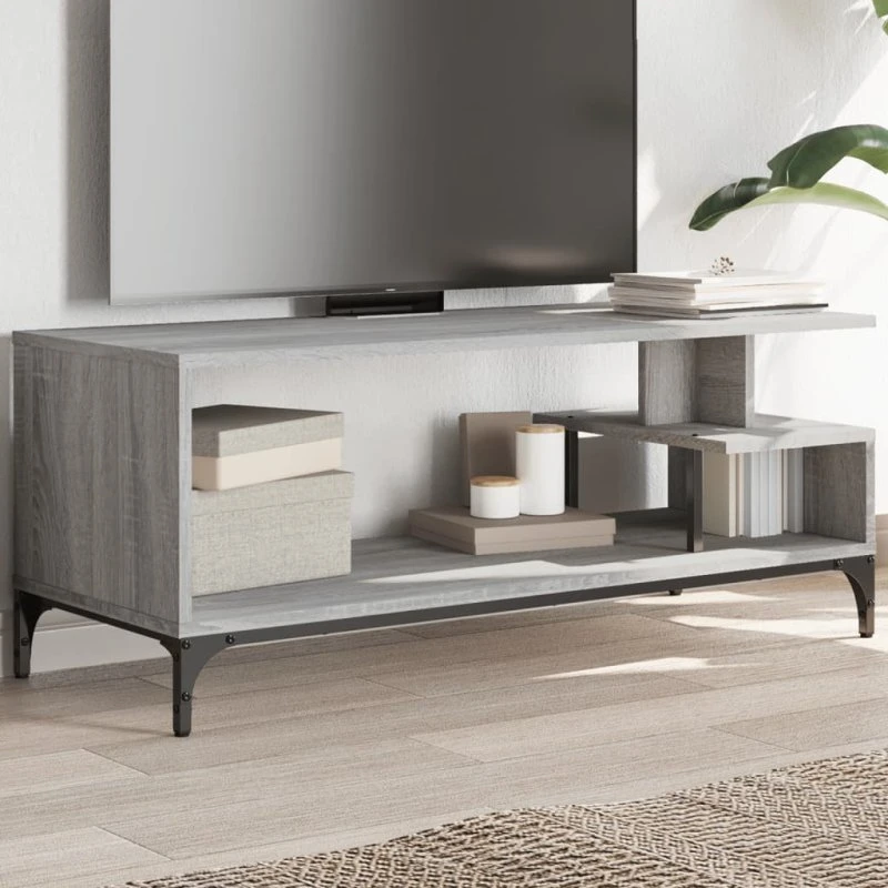 vidaXL TV-bord 102x40x41 cm konstrueret træ og stål – grå Sonoma-eg