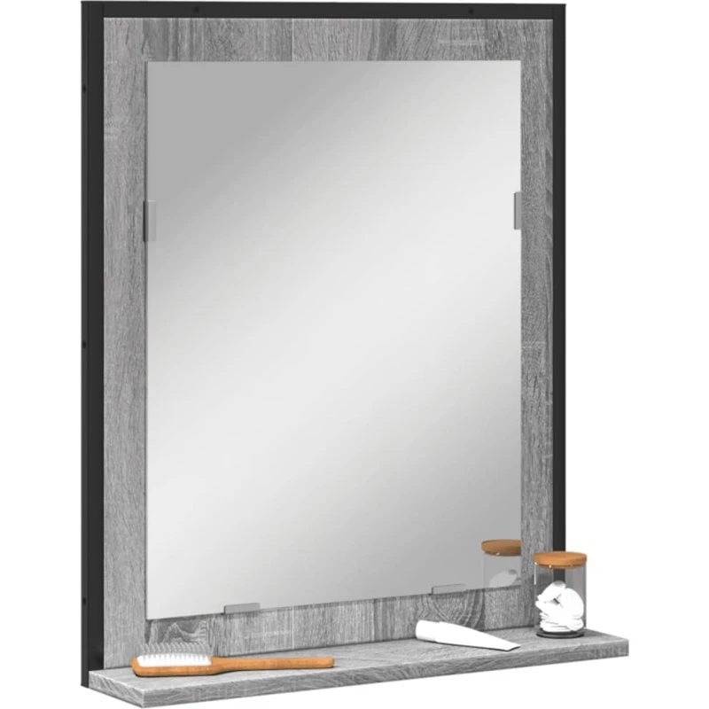 vidaXL spejl med hylde 50x12x60 cm - grå Sonoma-eg
