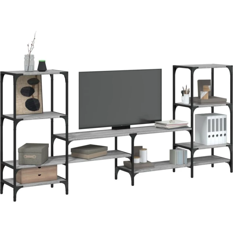 vidaXL TV-bord 206,5x28,5x95 cm grå Sonoma-eg