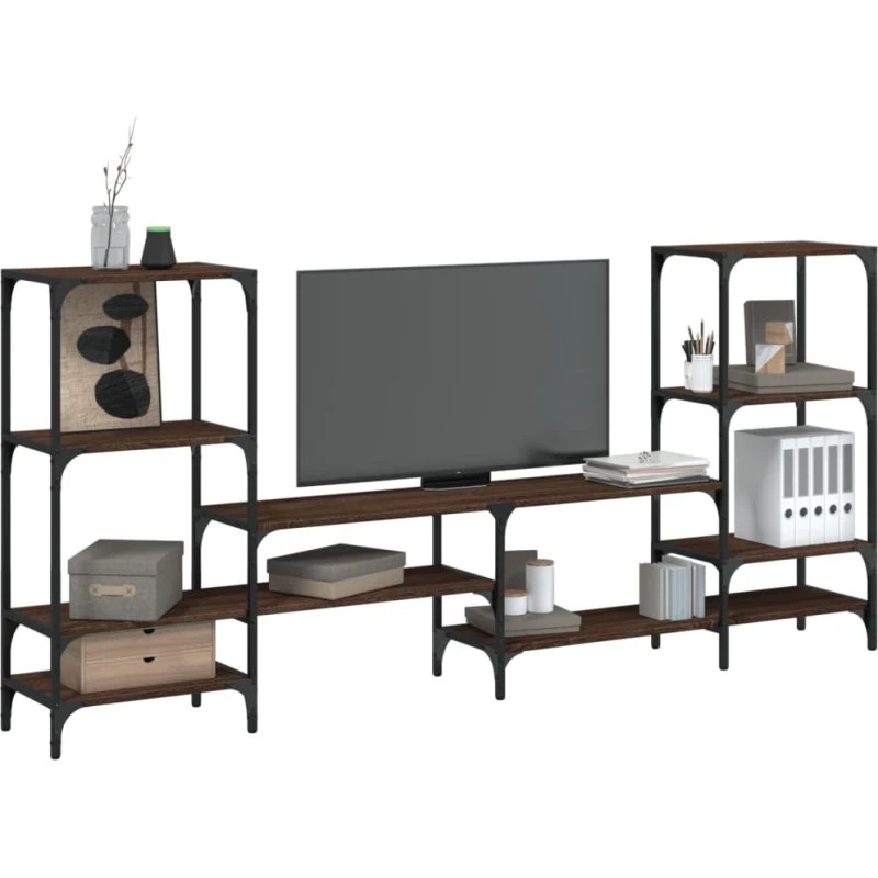 vidaXL tv-bord 206,5x28,5x95 cm – brun egetræsfarve