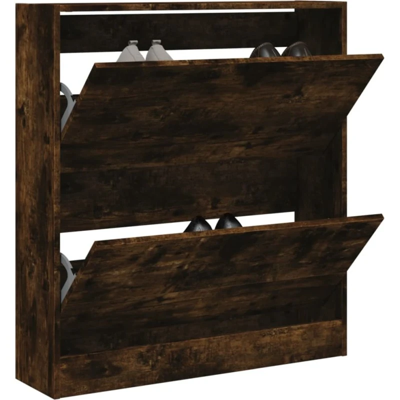 vidaXL skoskab 80x21x87,5 cm konstrueret træ, røget eg