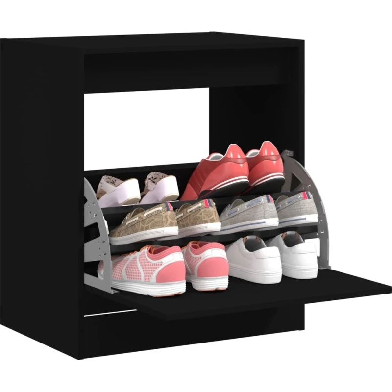 vidaXL skoreol 60 x 42 x 69 cm, sort konstrueret træ