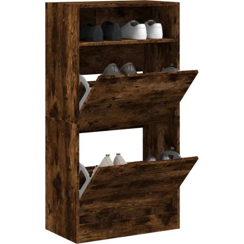 vidaXL skoreol 60x34x116 cm konstrueret træ, røget egetræsfarve