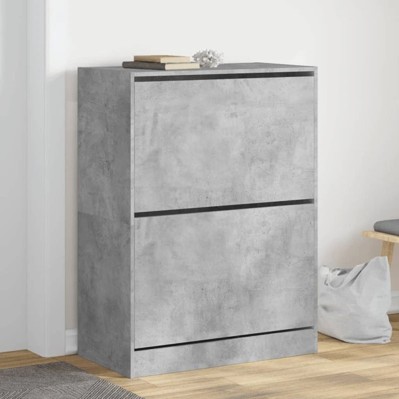 vidaXL skoskab 2 vippeskuffer 80x42x108 cm – betongrå