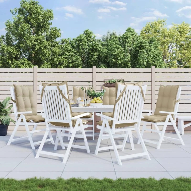 vidaXL Stolehynder høj ryg 6 stk. Oxfordstof Beige