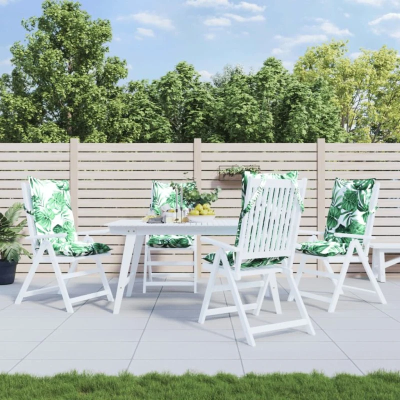 vidaXL stolehynder høj ryg 4 stk, oxfordstof bladmønster