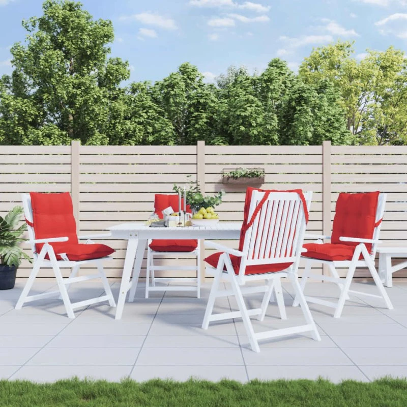 vidaXL stolehynde med lav ryg 4 stk. oxfordstof rød