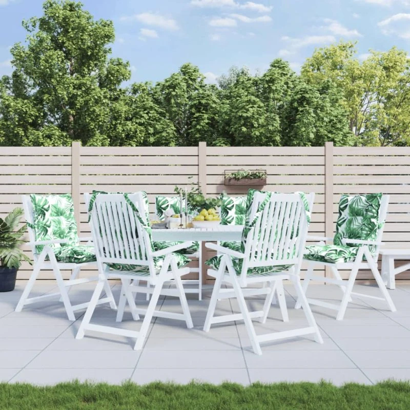 vidaXL 6 stk. stolehynder lav ryg, Oxfordstof - bladmønster