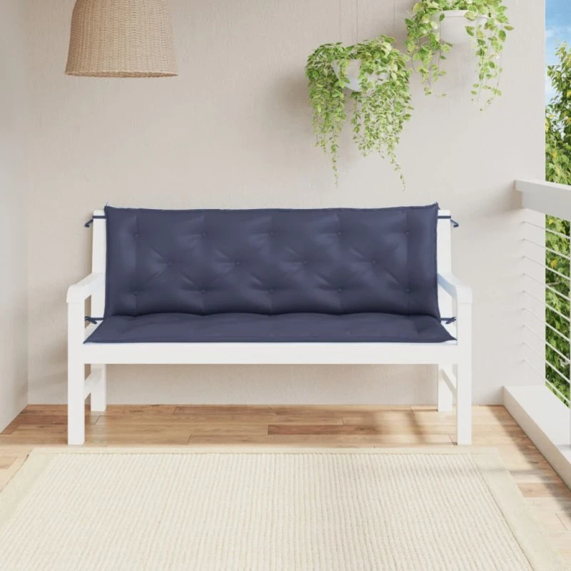 vidaXL hynder til havebænk 150x50x7 cm oxfordstof marineblå (2 stk)