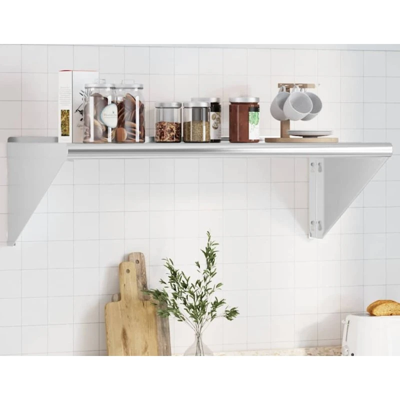 vidaXL væghylde 100x45x31 cm i rustfrit stål, sølv