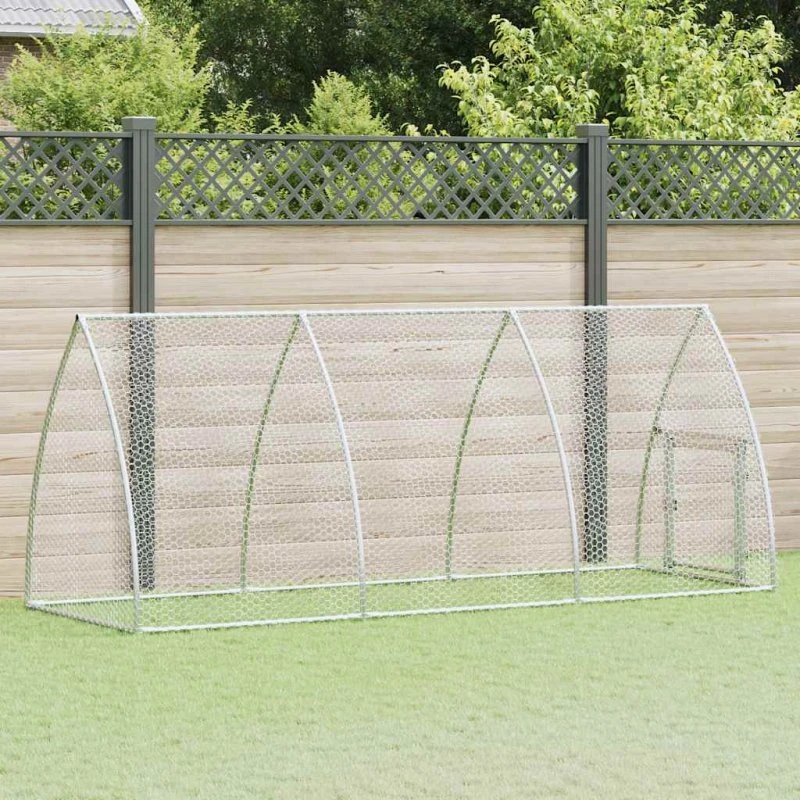 vidaXL hønsehus 300×105×120 cm galvaniseret stål, sølv