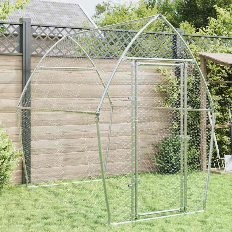 vidaXL hønsegård 200x105x182 cm galvaniseret stål sølv