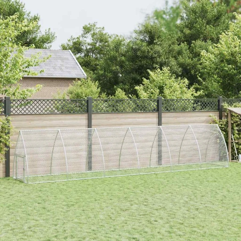 vidaXL hønsehus 600x105x120 cm galvaniseret stål sølv