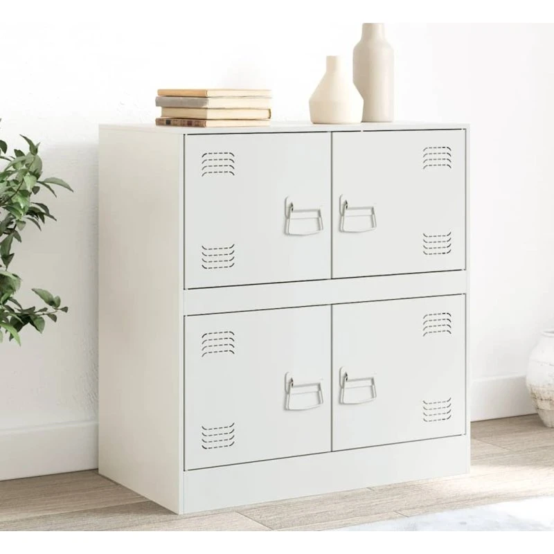 vidaXL skænk i koldvalset stål 67x39x73 cm hvid