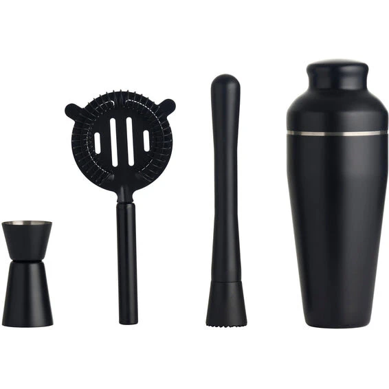 Day Cocktailshakersæt 4 dele, sort stål 600 ml