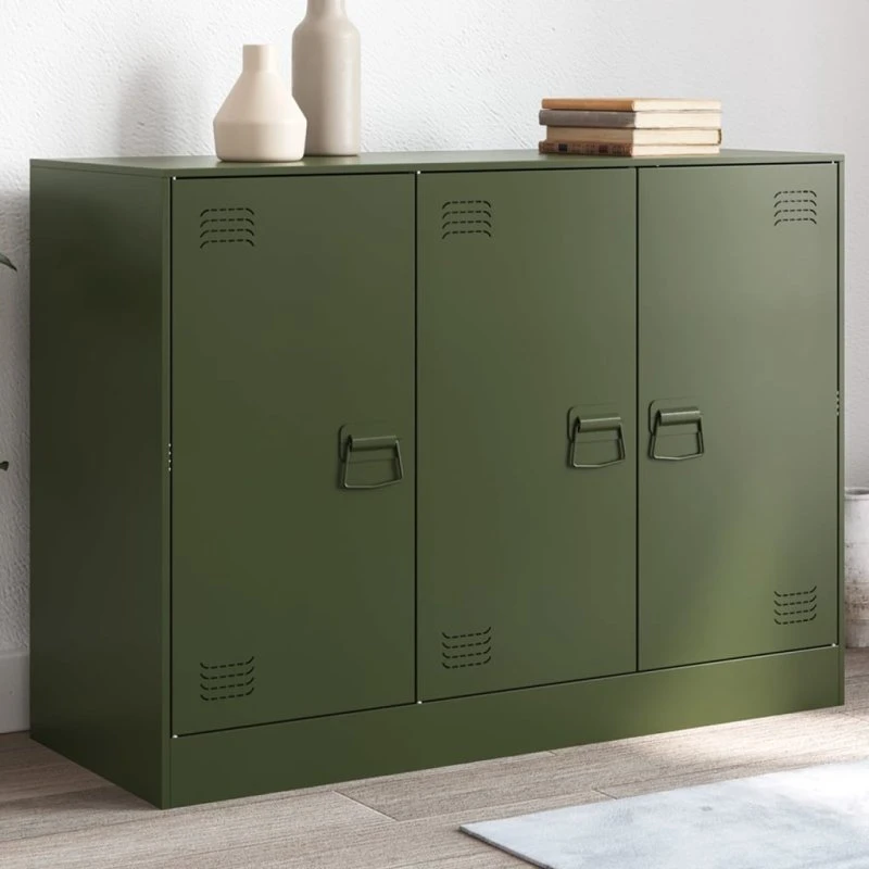 vidaXL skænk 99x39x73 cm i olivengrønt koldvalset stål