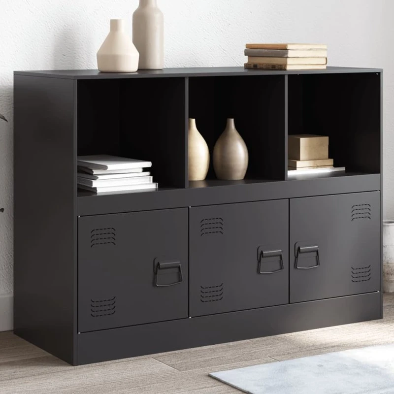 vidaXL skænk 99x39x73 cm koldvalset stål - sort