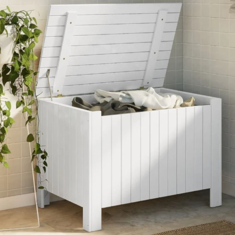 vidaXL RANA opbevaringsboks 80x49x54 cm massivt fyrretræ, hvid
