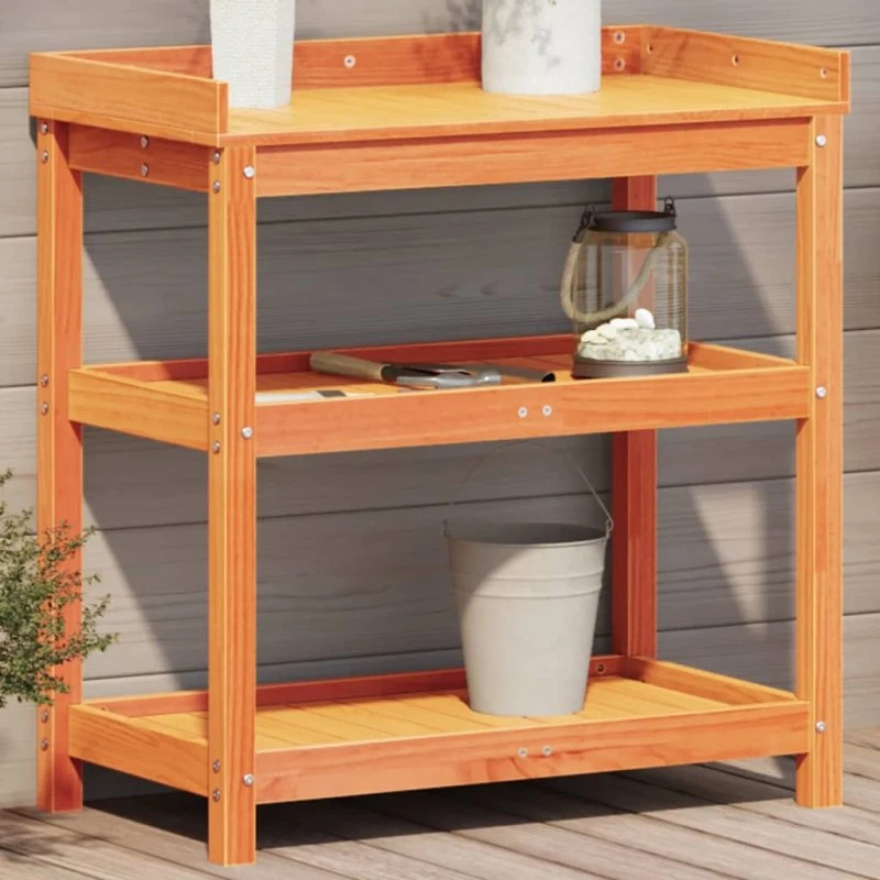 vidaXL plantebord massivt fyrretræ 82,5x45x86,5 cm, brun