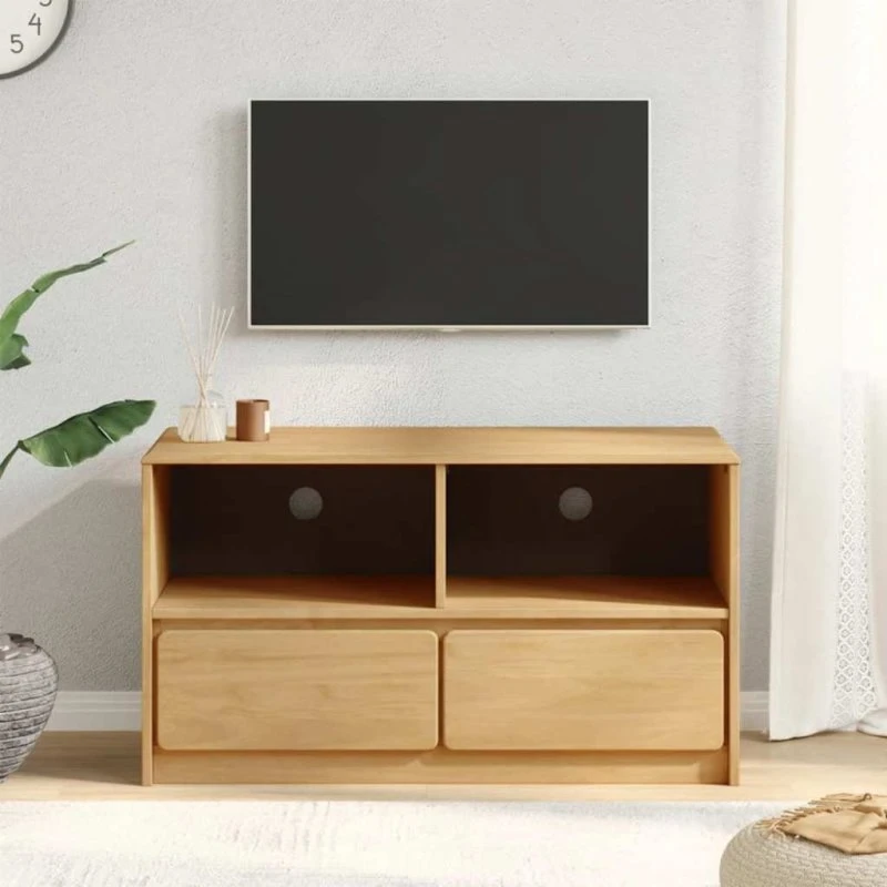 vidaXL SAUDA tv-bord 99x43x55 cm massivt fyrretræ egetræsfarvet
