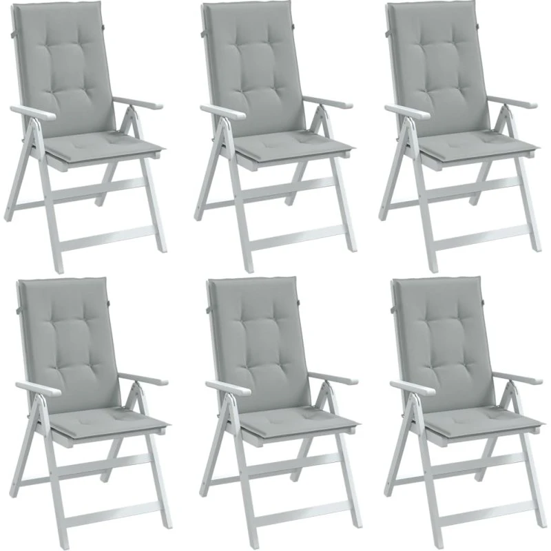 vidaXL stolehynder høj ryg 6 stk 120x50x4 cm lysegrå