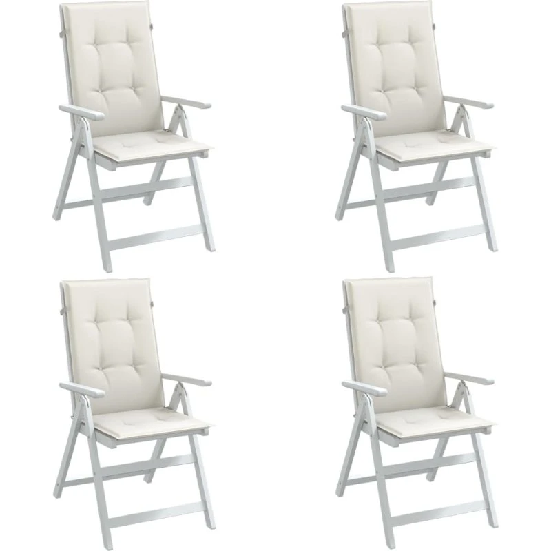 vidaXL stolehynder høj ryg 4 stk 120x50x4 cm creme