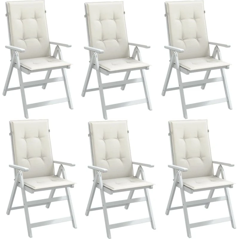 vidaXL stolehynder med høj ryg 6 stk. 120x50x4 cm stof creme