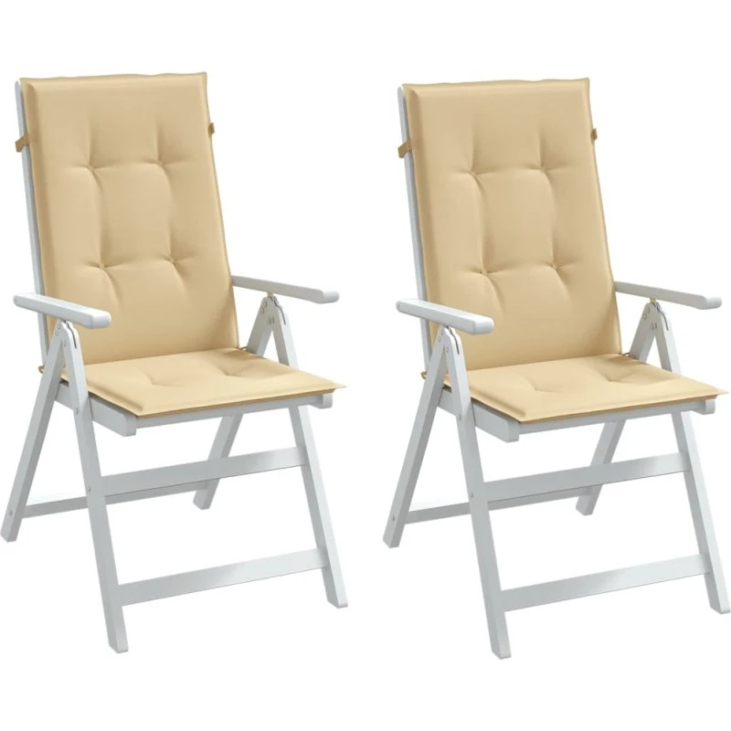 vidaXL stolehynder høj ryg 2 stk 120x50x4 cm stof beige