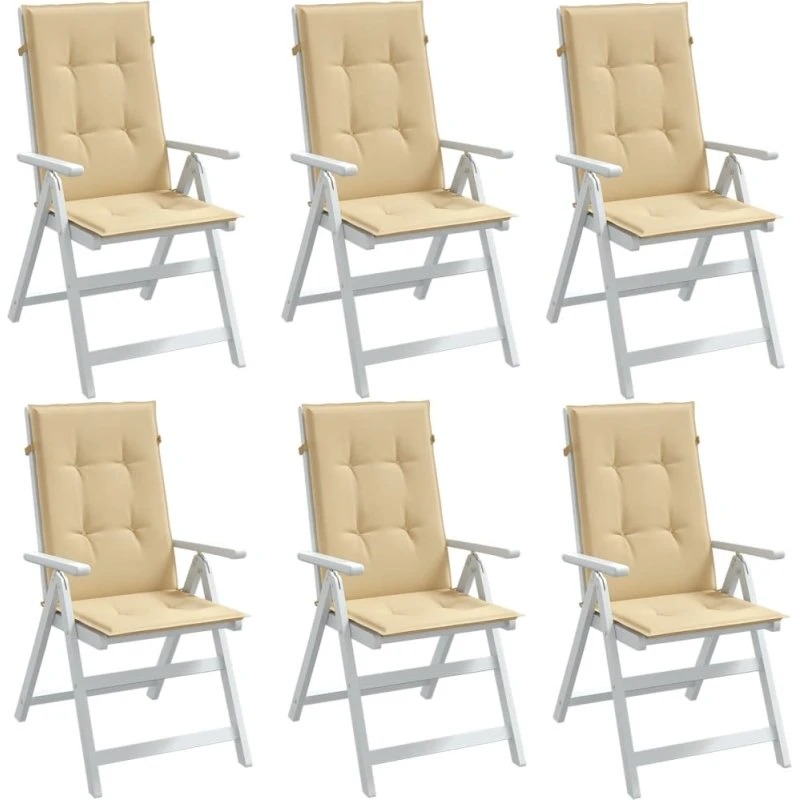 vidaXL stolehynder med høj ryg 6 stk. 120x50x7 cm beige
