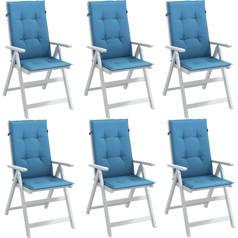 vidaXL stolehynder høj ryg 6 stk 120x50x4 cm blå