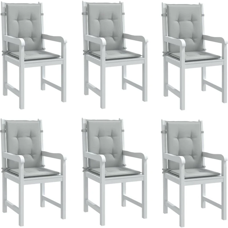 vidaXL stolehynder lav ryg 6 stk 100x50x4 cm stof lysegrå