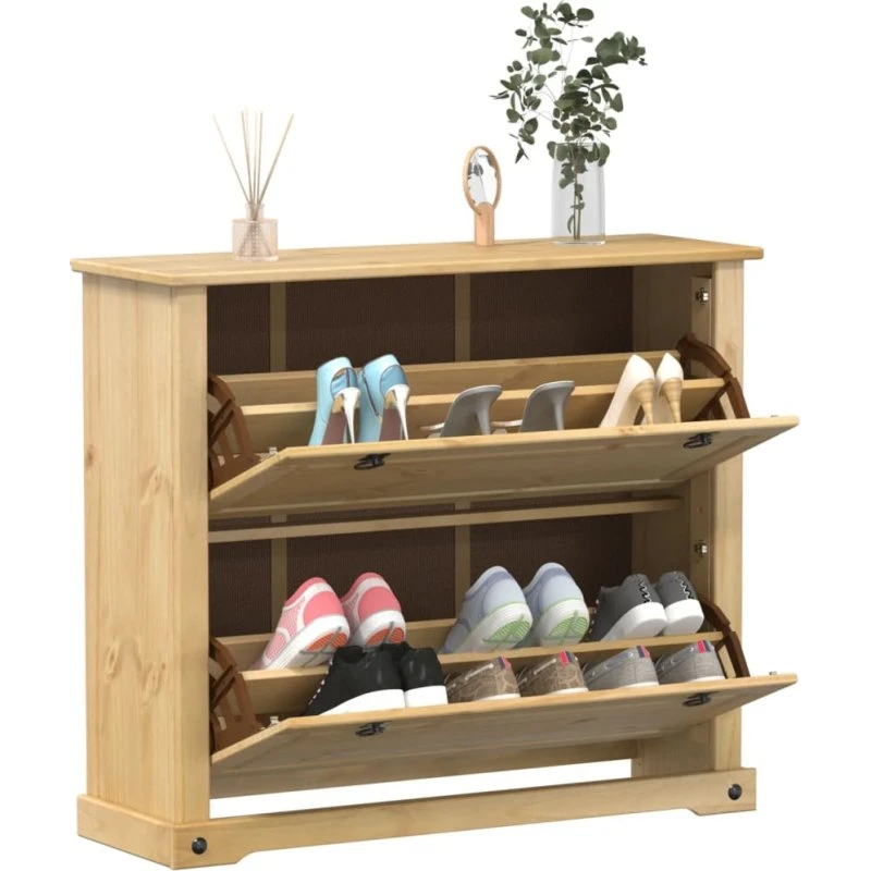 vidaXL Skoskab Corona 99x32x85 cm i massivt fyrretræ