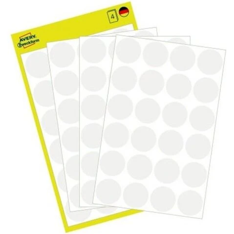 Avery runde etiketter Ø18 mm, hvid – 96 stk
