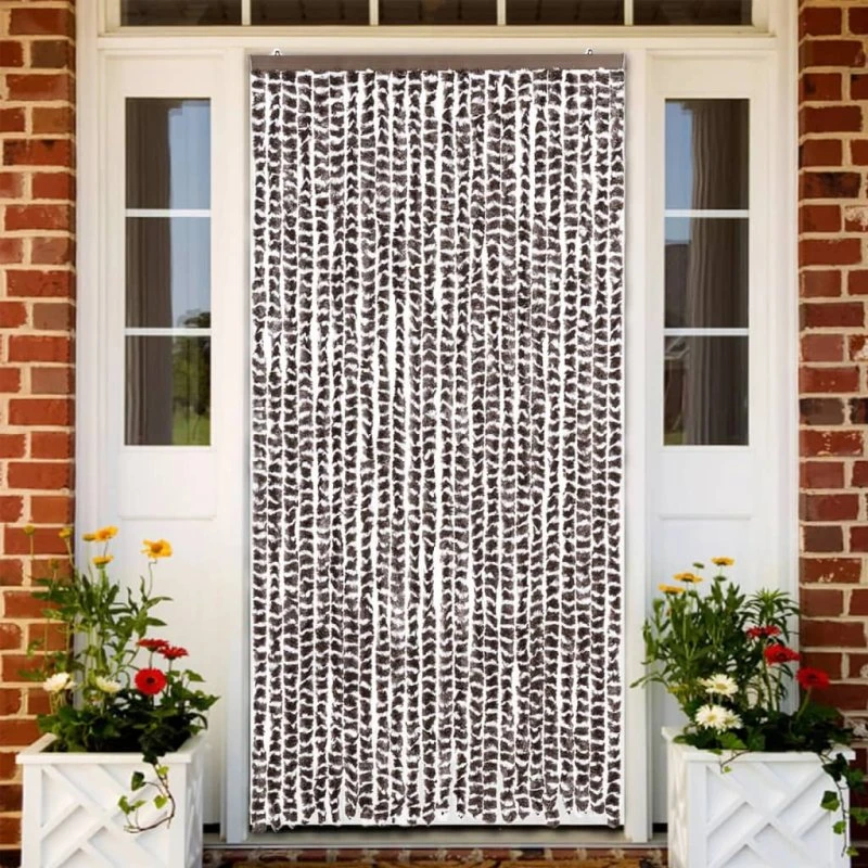 vidaXL flueforhæng 100x230 cm chenille brun/hvid