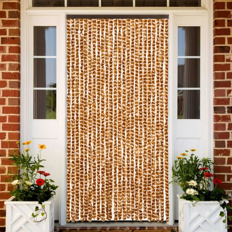 vidaXL flueforhæng 100x230 cm chenille okkergul/hvid